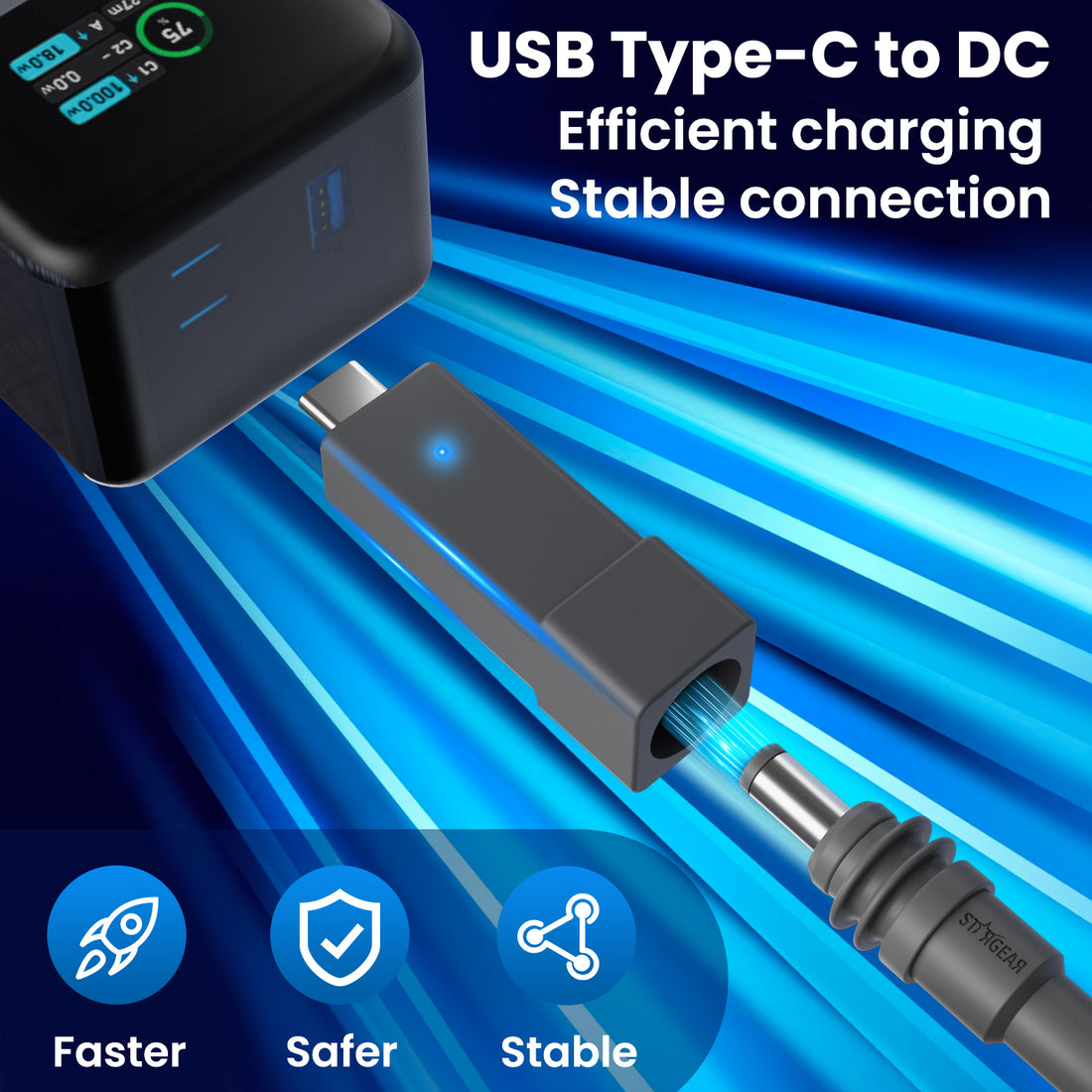 Starlink Mini Type C to DC Adapter, USB C Male to DC Female Power Cable Adapter with Indicator Light for Starlink Mini, Work with 20V/65W+ Type-C PD Source